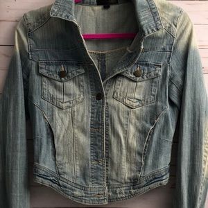 Distressed Light Wash Cropped Jean Jacket